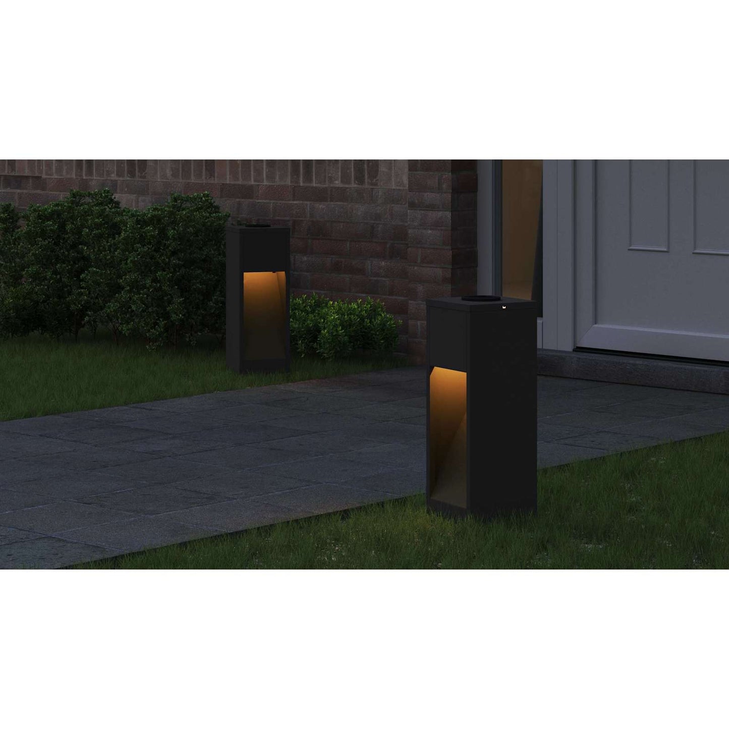 Solar Led Pathway Light 2 pcs Black Cold Rolled Steel