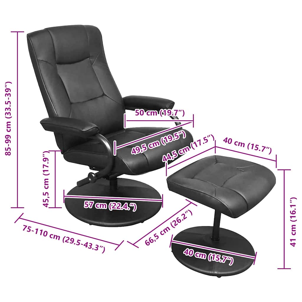 Recliner Chair Black Faux leather