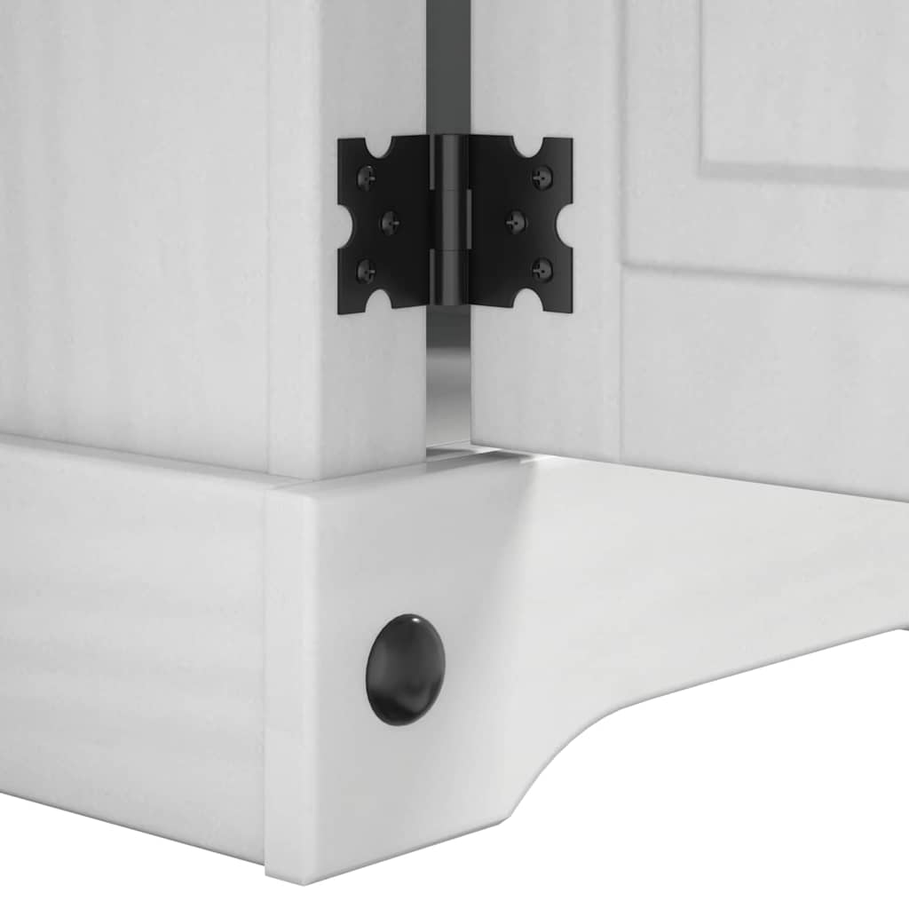 Bedside Table Corona White 35 x 32.5 x 58 cm Solid Pine Wood