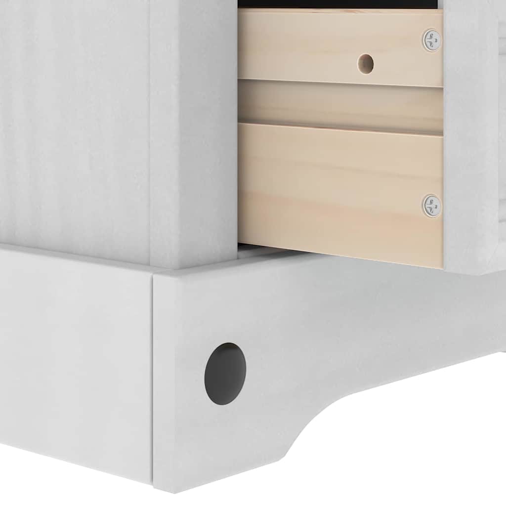 Bedside Table CORONA White 35 x 32.5 x 58 cm Solid Pine Wood