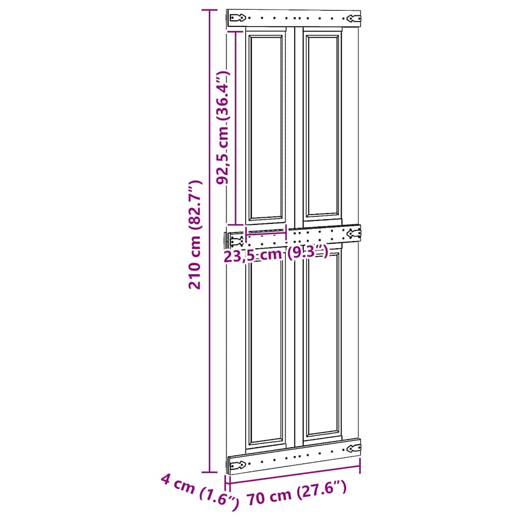Barn Door Corona White 70 x 210 cm Solid Pine Wood