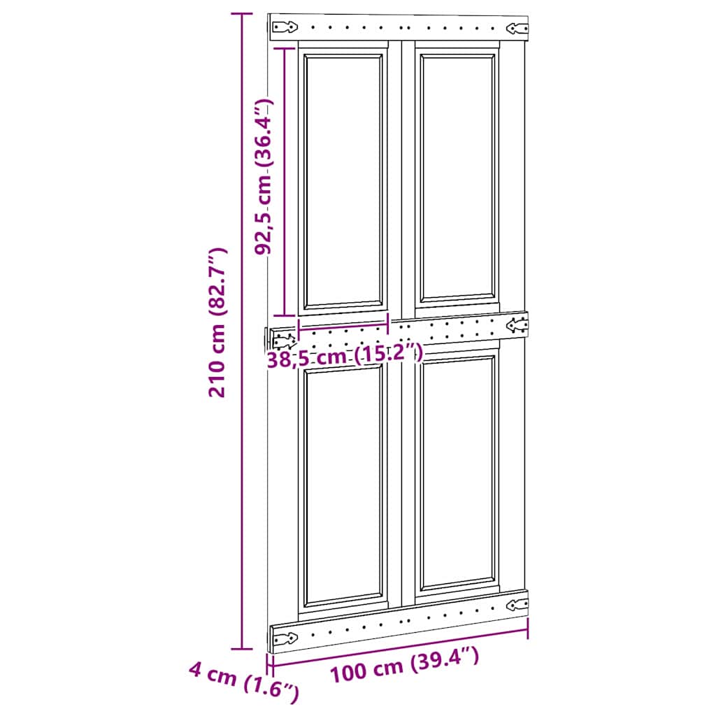 Barn Door Corona White 100 x 210 cm Solid Pine Wood