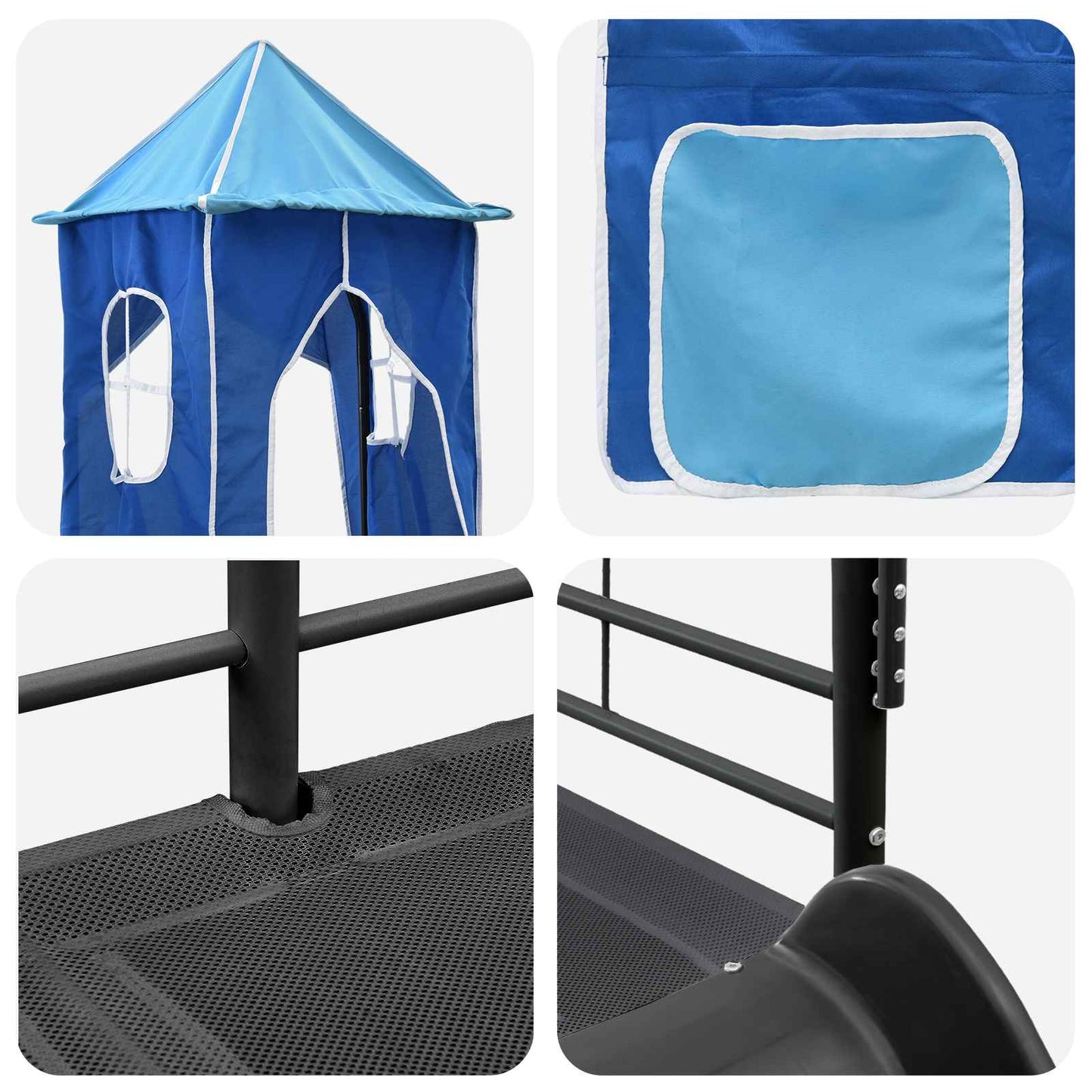 Kids'Loft Bed Frame Black and Blue 100 x 190 cm Metal