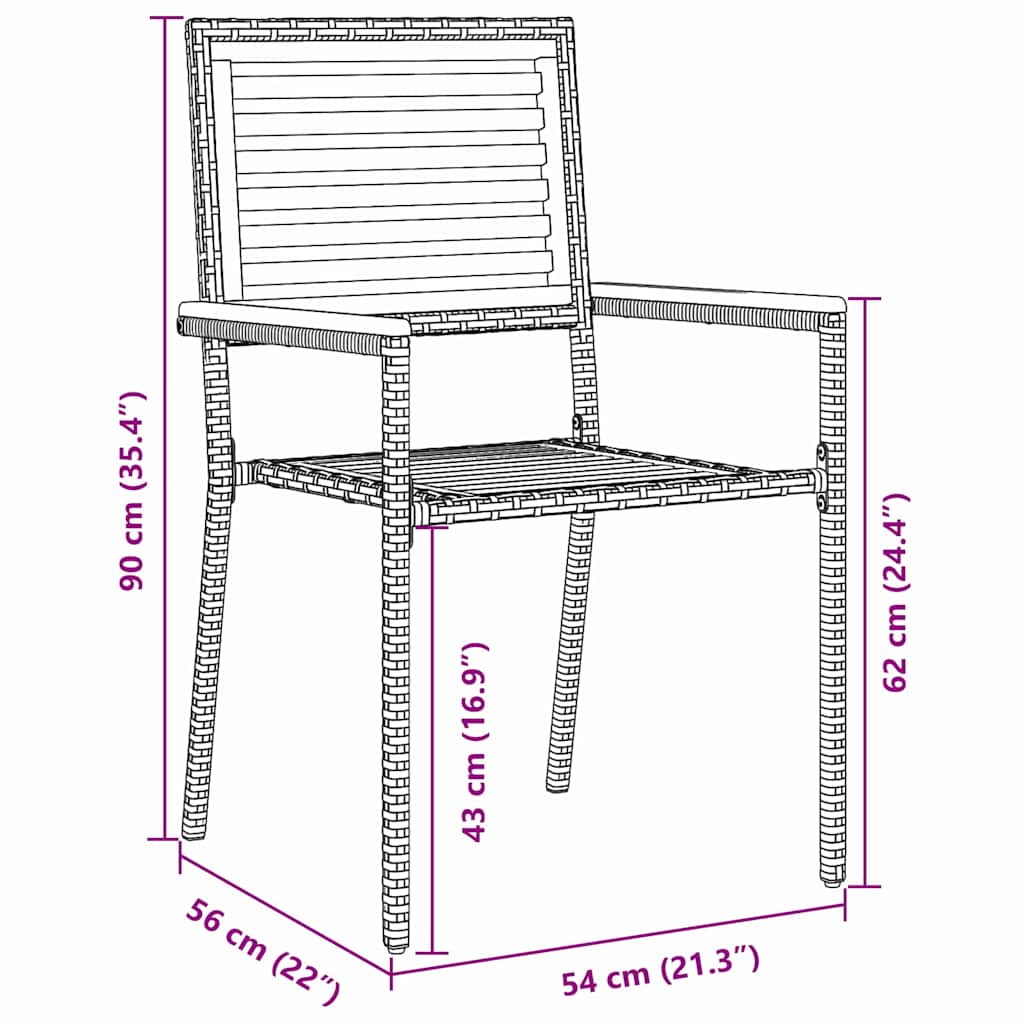 Garden Stacking Chairs 4 pcs Brown and Black 54 x 56 x 90 cm