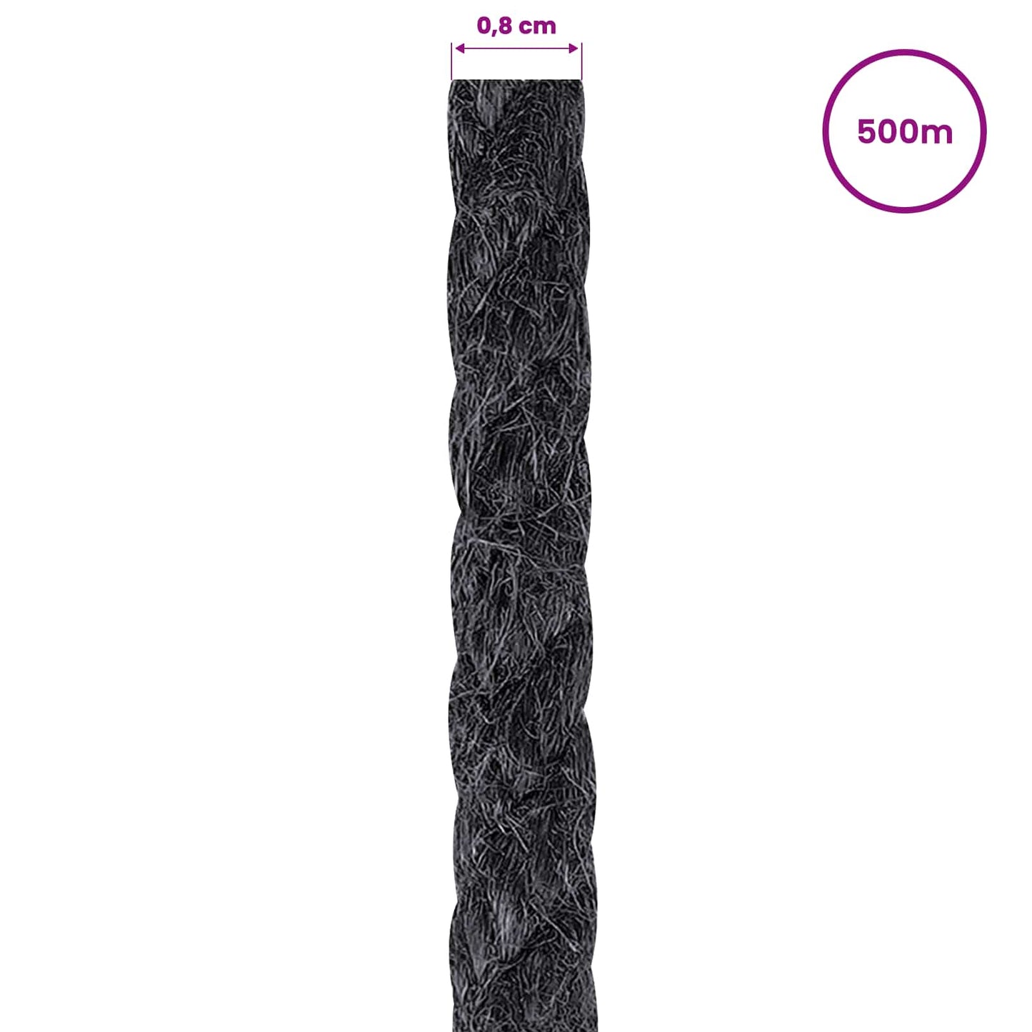 Jute Rope 8 mm Black 100% Tossa jute