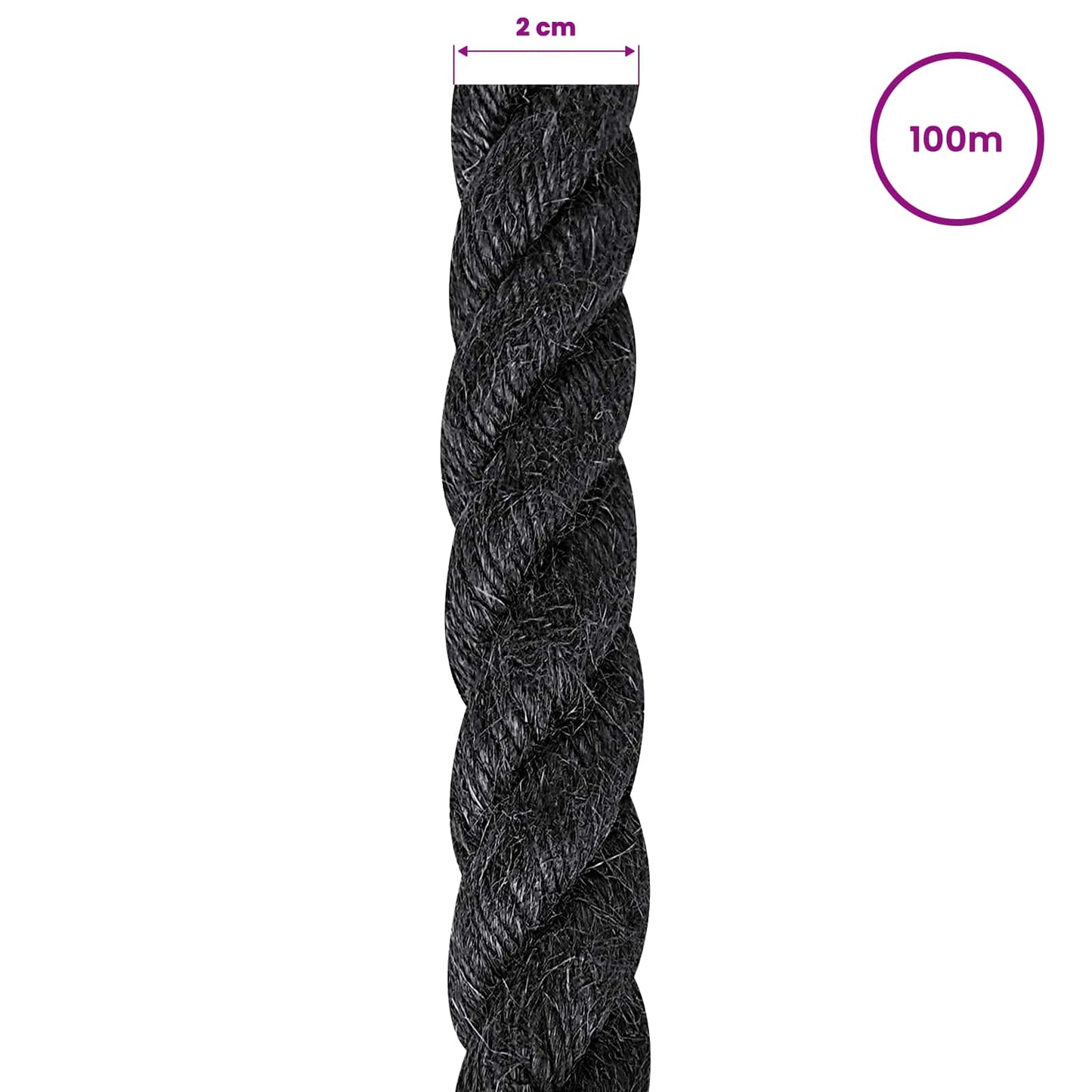 Jute Rope 20 mm Black 100% Tossa jute
