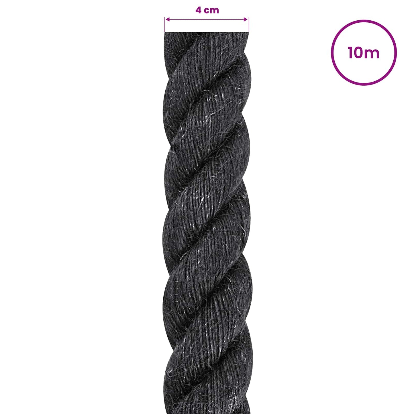 Jute Rope 40 mm Black 100% Tossa jute