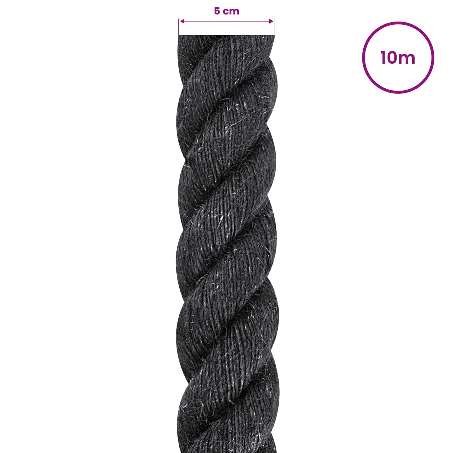 Jute Rope 50 mm Black 100% Tossa jute
