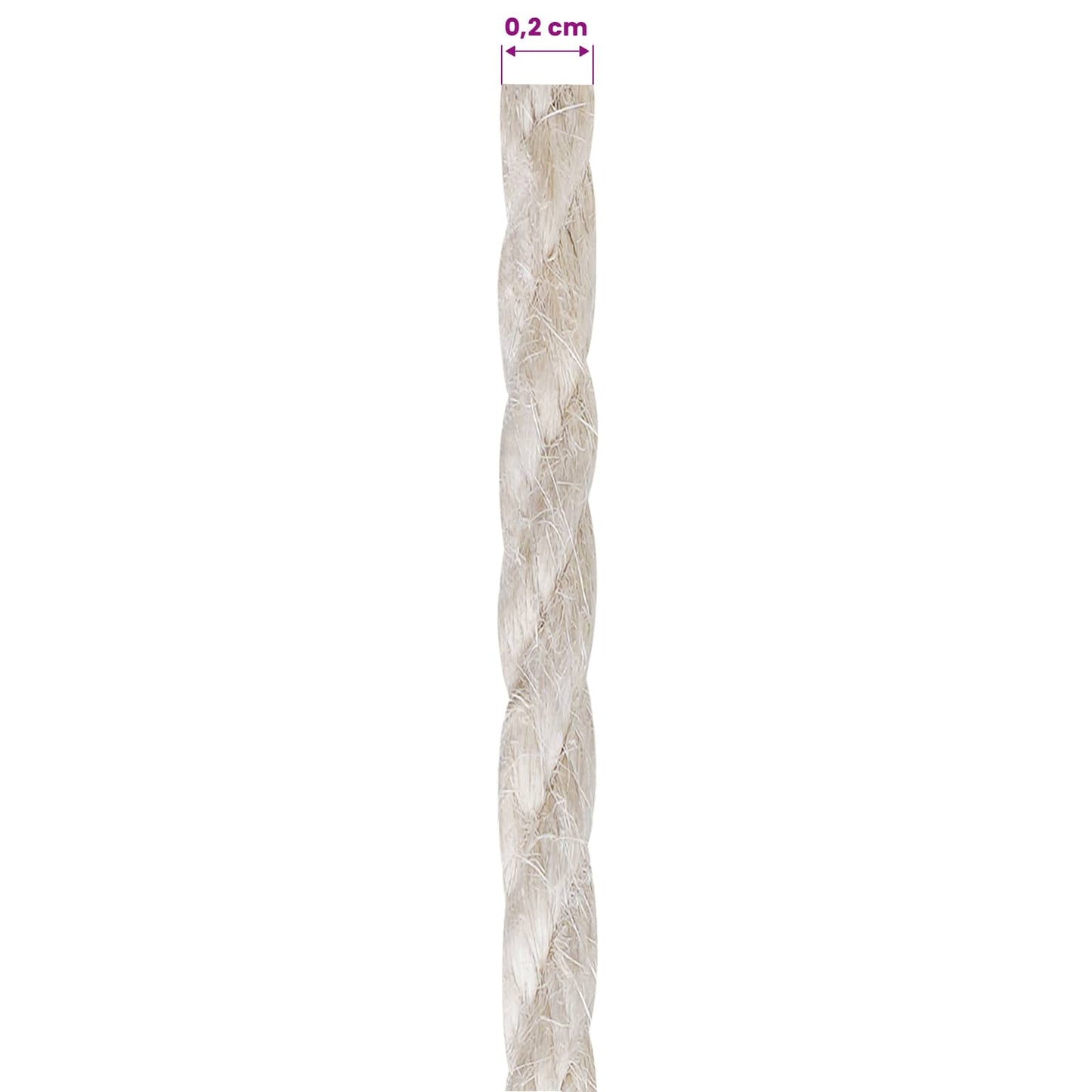 Jute Twine 10 pcs 2 mm White 100% Tossa jute