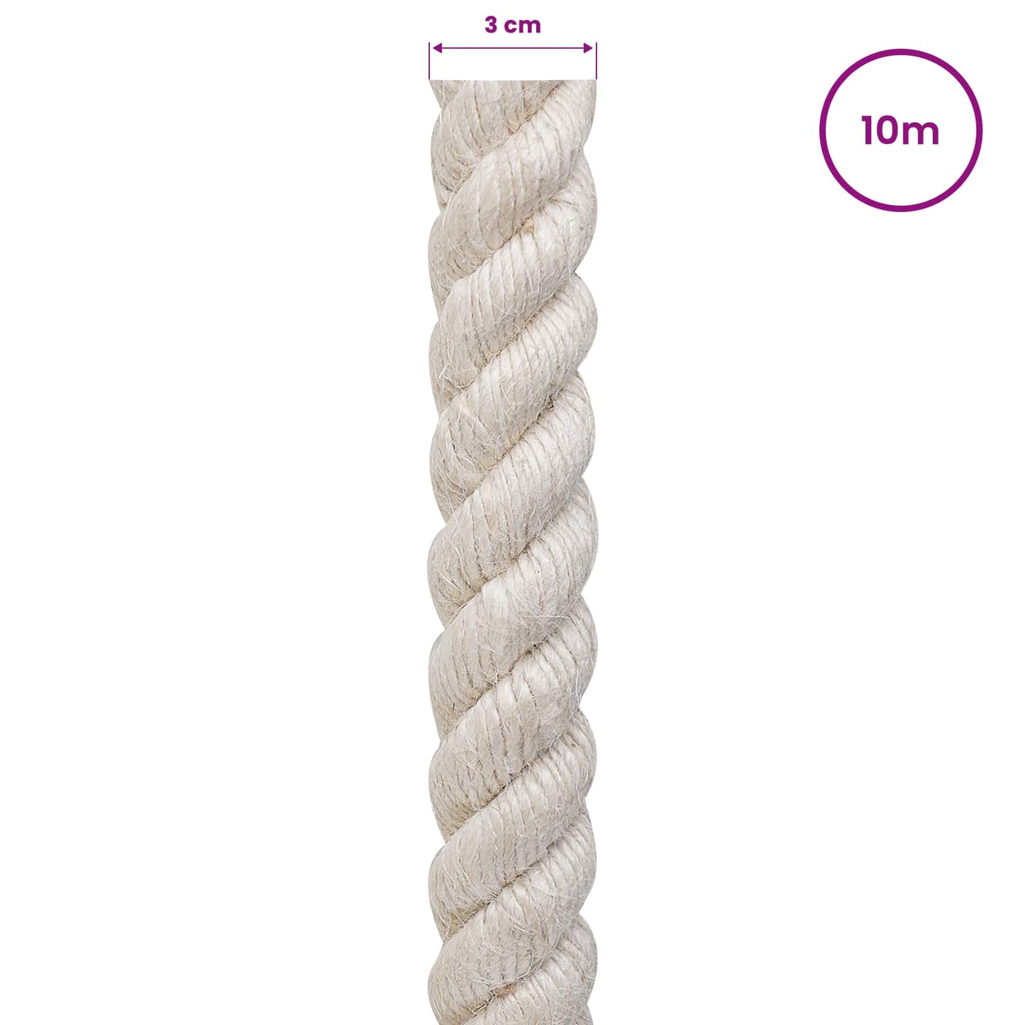 Jute Rope 30 mm White 100% Tossa jute