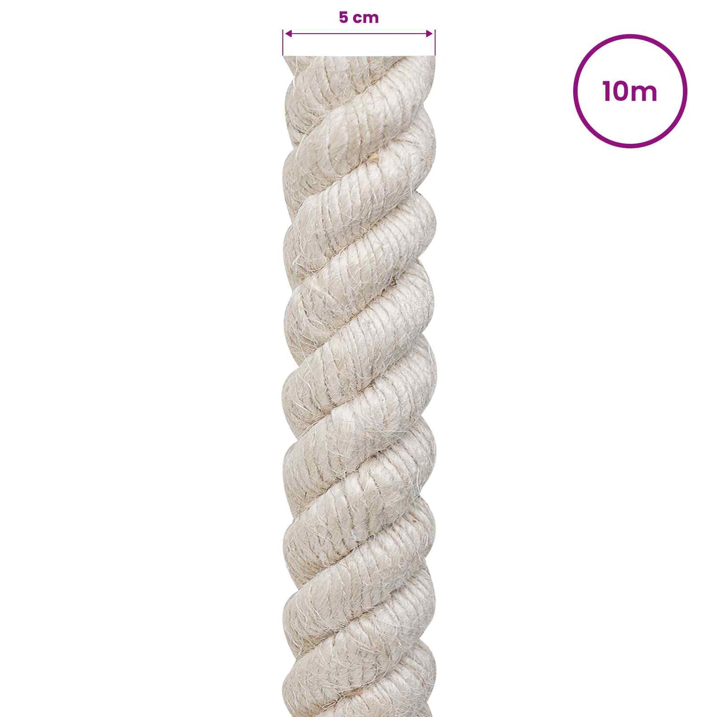 Jute Rope 50 mm White 100% Tossa jute