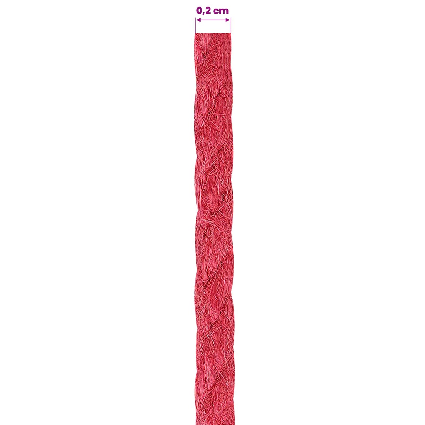 10 pcs 2 mm Red 100% Tossa jute