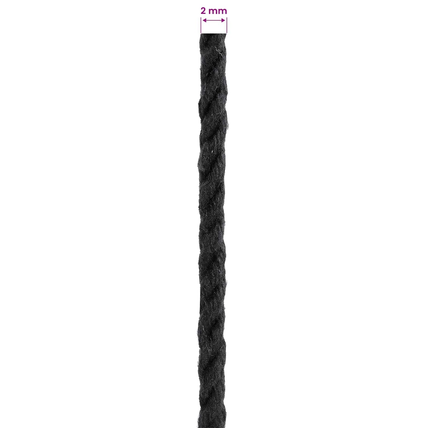 Cotton Twine 10 pcs 2 mm 100 m Black 100% Cotton