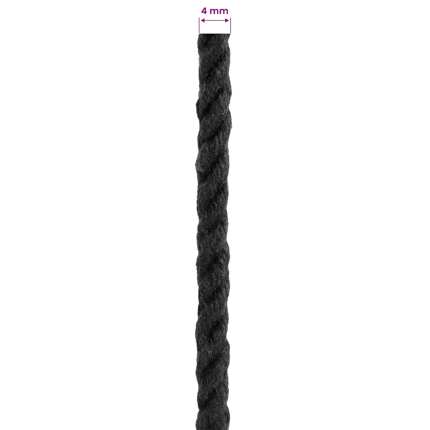 Cotton Twine 4 mm 250 m Black 100% Cotton