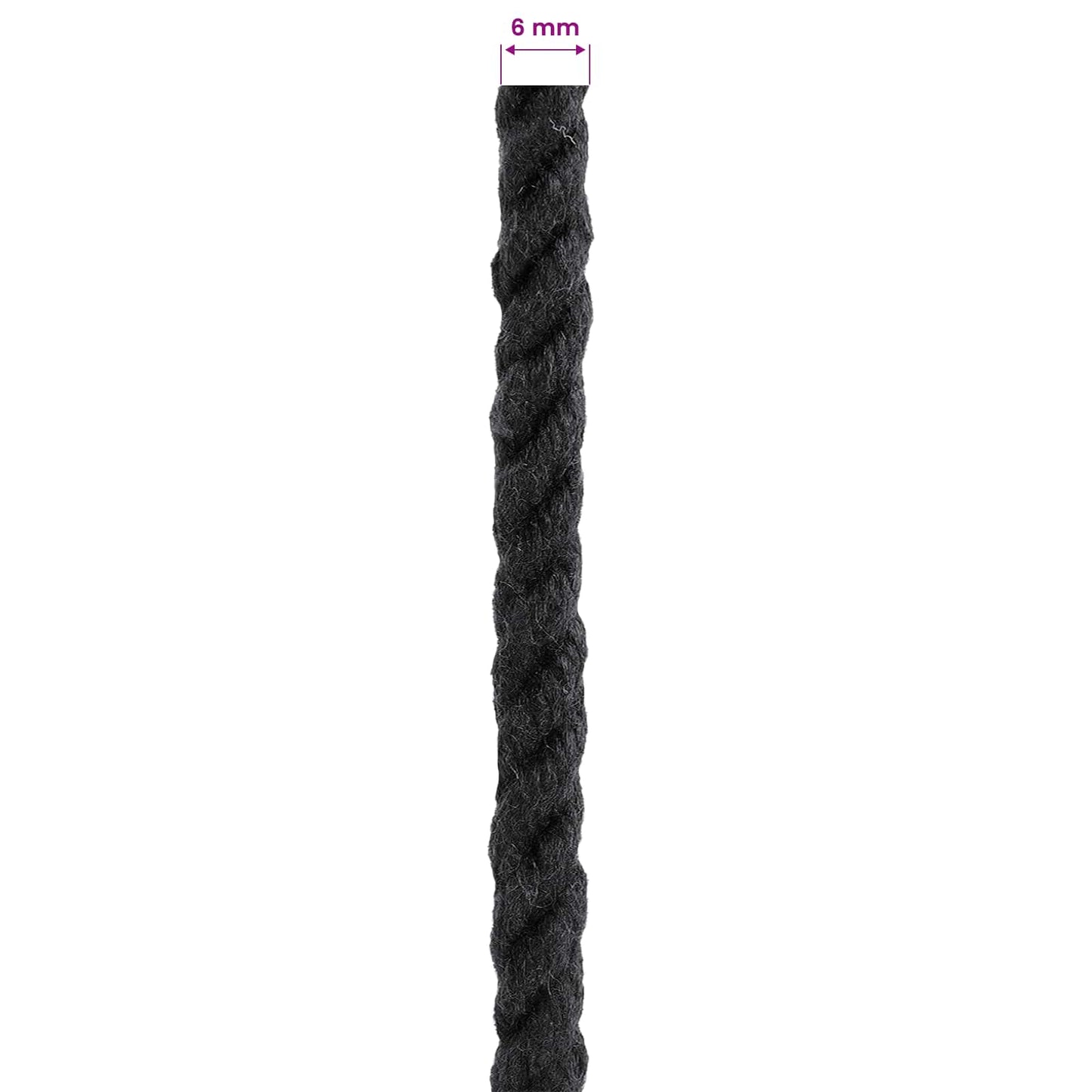 Cotton Rope 6 mm 100 m Black 100% Cotton