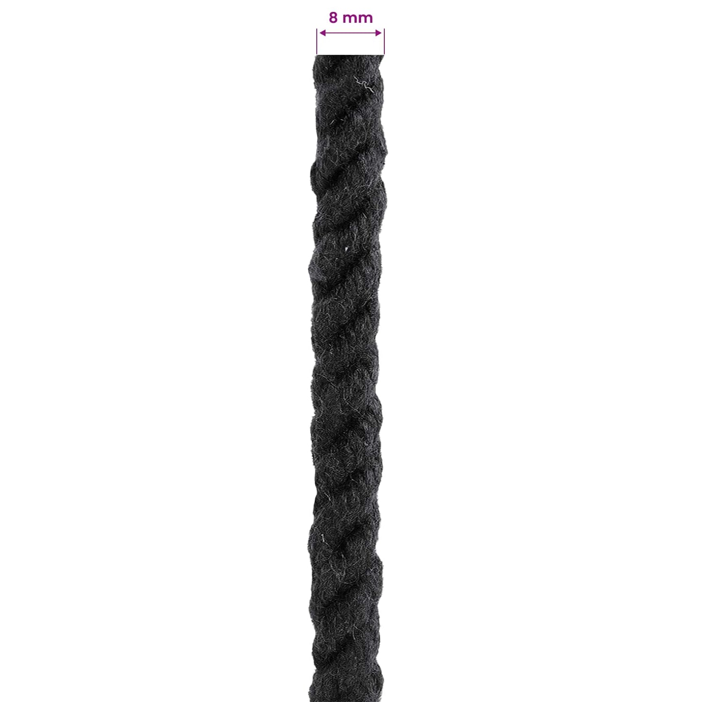 Cotton Rope 8 mm 25 m Black 100% Cotton