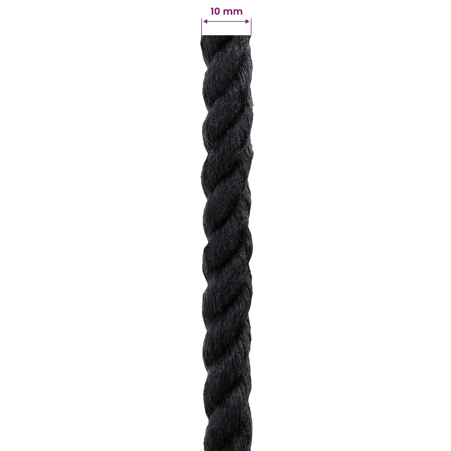 Cotton Rope 10 mm 25 m Black 100% Cotton