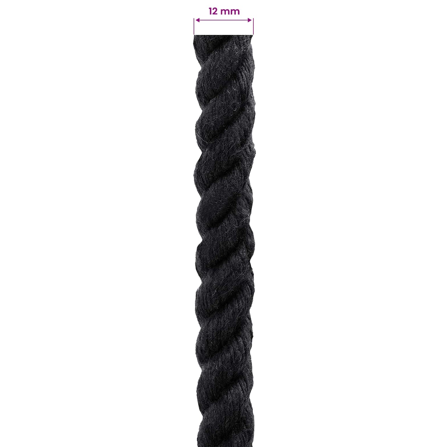 Cotton Rope 12 mm 100 m Black 100% Cotton