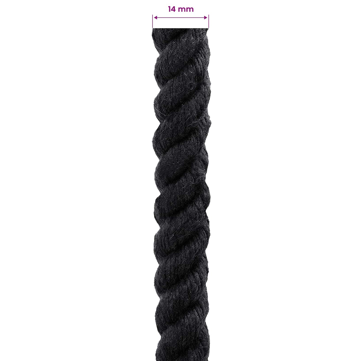 Cotton Rope 14 mm 50 m Black 100% Cotton