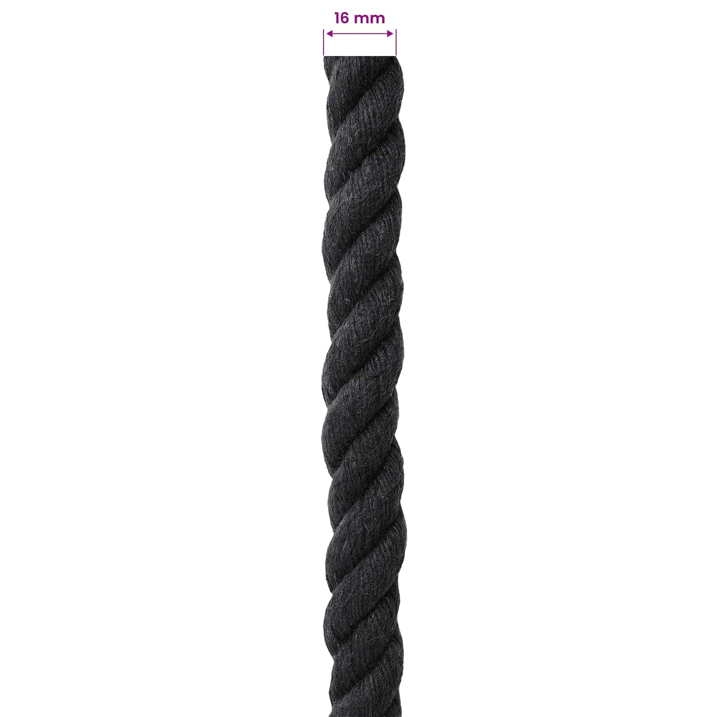 Cotton Rope 16 mm 25 m Black 100% Cotton