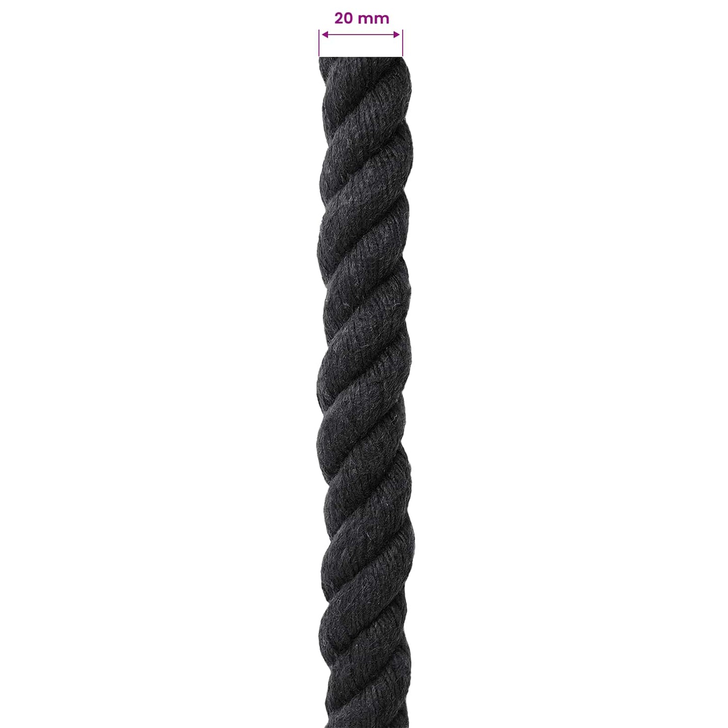 Cotton Rope 20 mm 100 m Black 100% Cotton