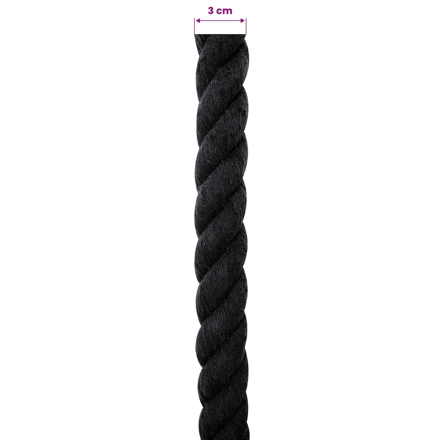 Cotton Rope 30 mm 50 m Black 100% Cotton