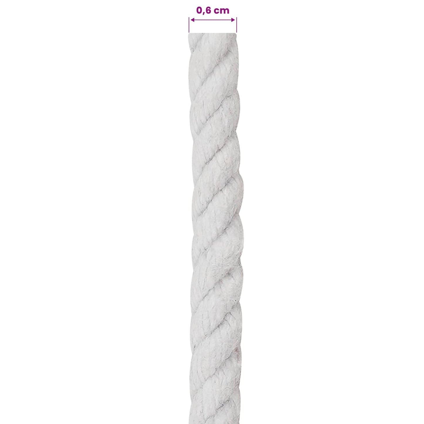 Cotton Rope 6 mm 500 m White 100% Cotton