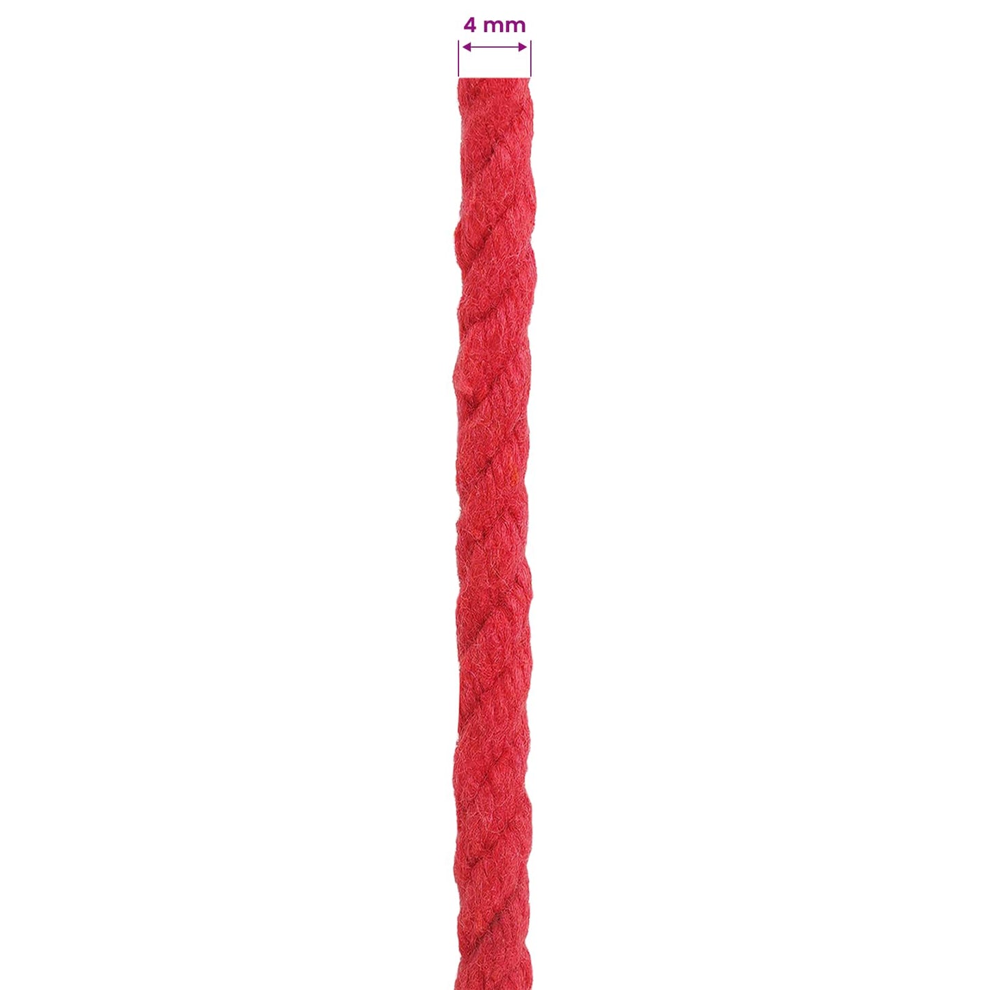 Cotton Twine 4 mm 100 m Red 100% Cotton