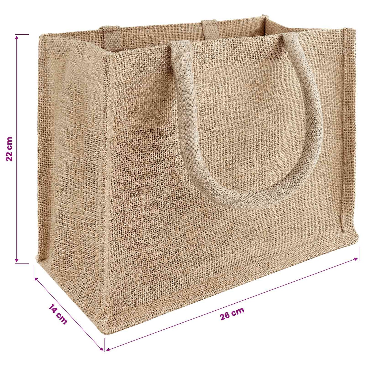 Jute Handbags 10 pcs Natural 26 x 22 x 14 cm 100% Tossa Jute