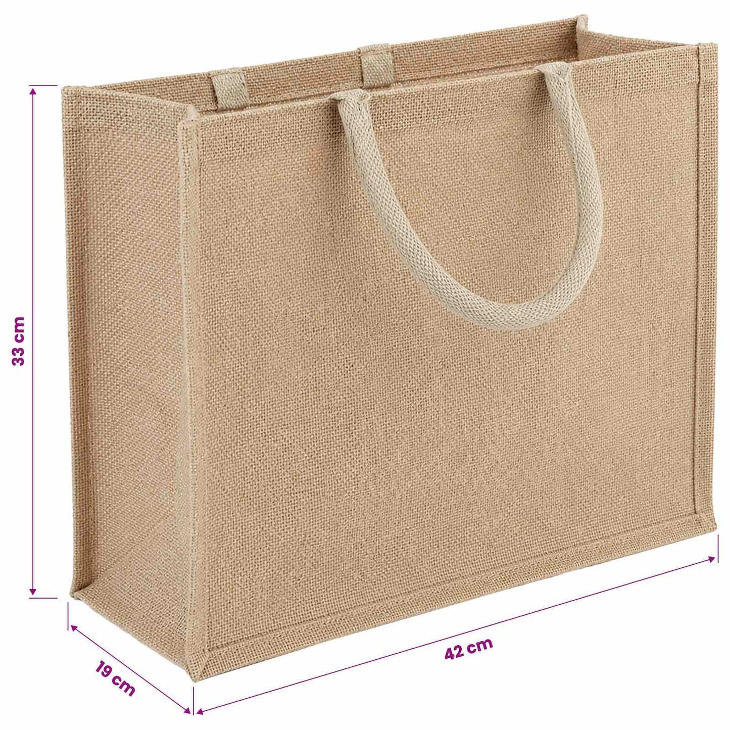 Jute Handbags 50 pcs Natural 42 x 33 x 19 cm 100% Tossa Jute