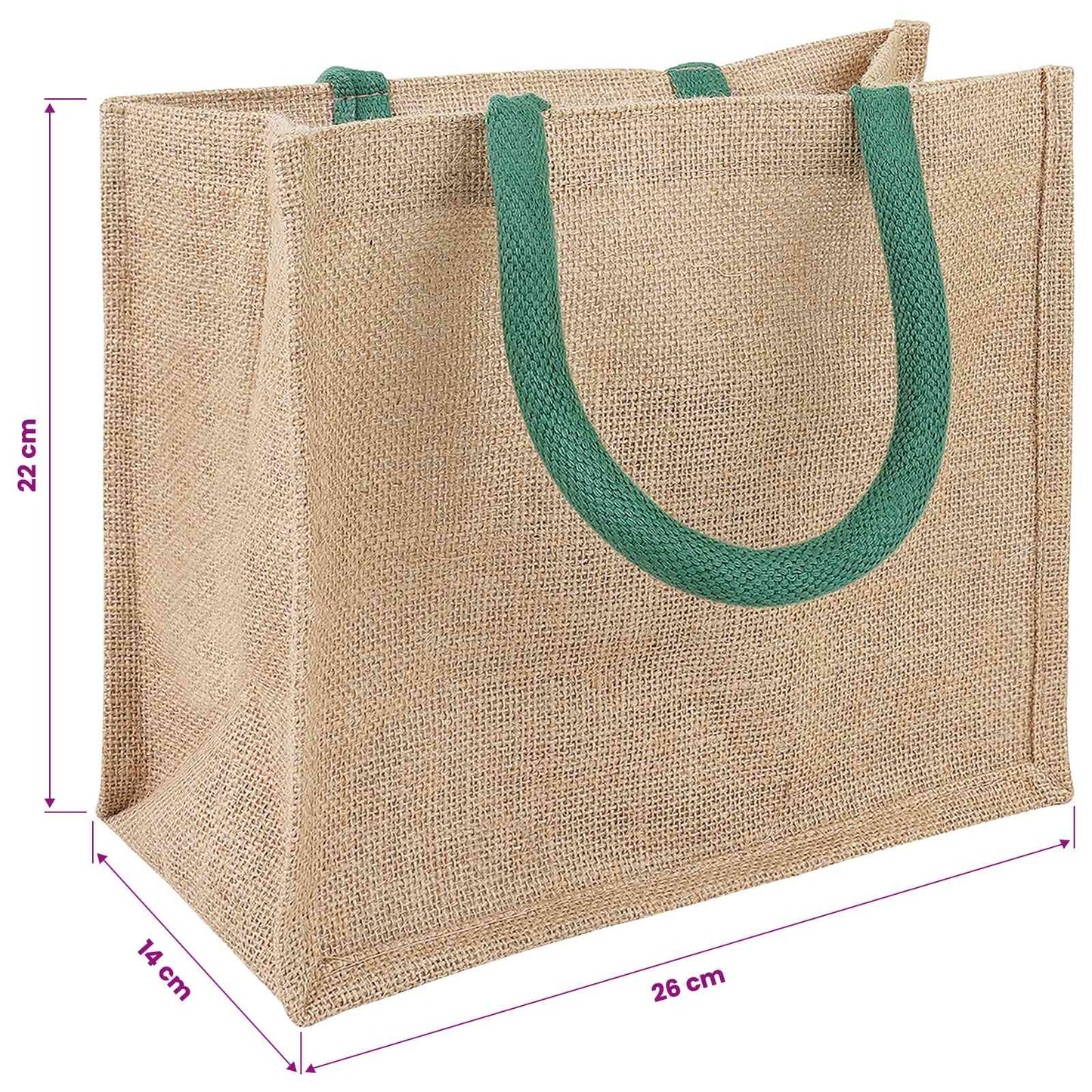 Jute Handbags 10 Natural and Green 26 x 22 x 14 cm