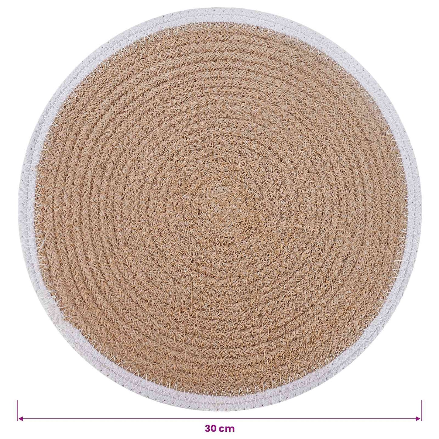 Jute Placemets 6 pcs Natural and White 100% Tossa Jute