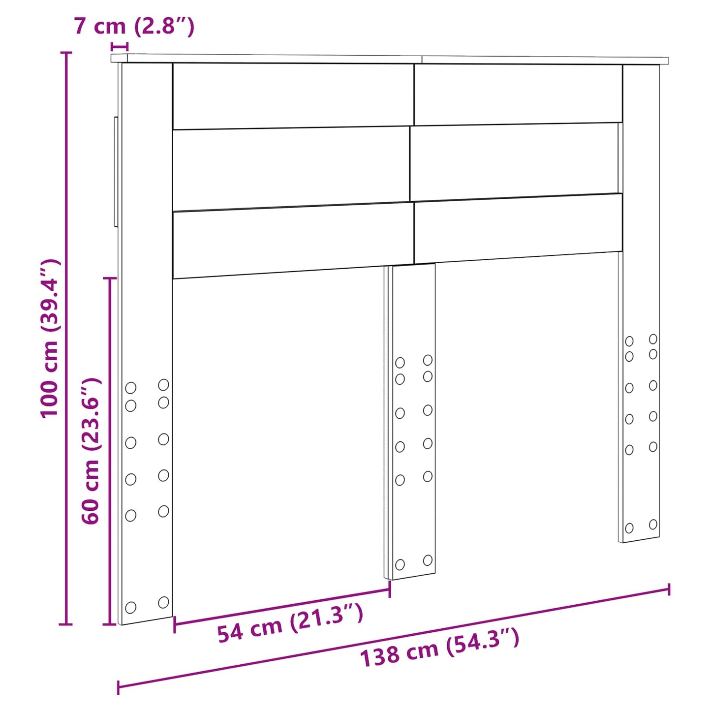 Headboard Grey Sonoma Engineered wood