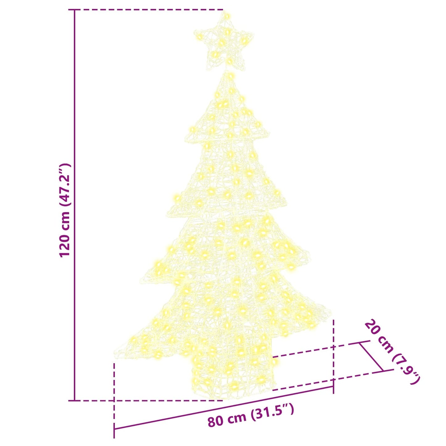 Christmas Tree with 100 LEDs Warm white 120 cm Acrylic