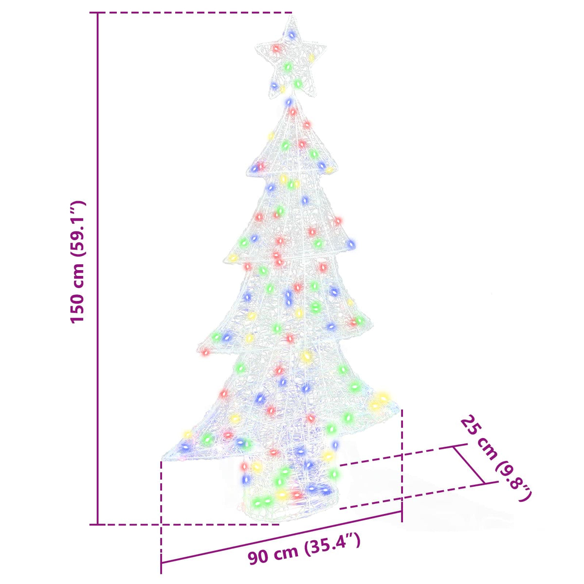 Christmas Tree 160 LEDs Multicolour 150 cm Acrylic