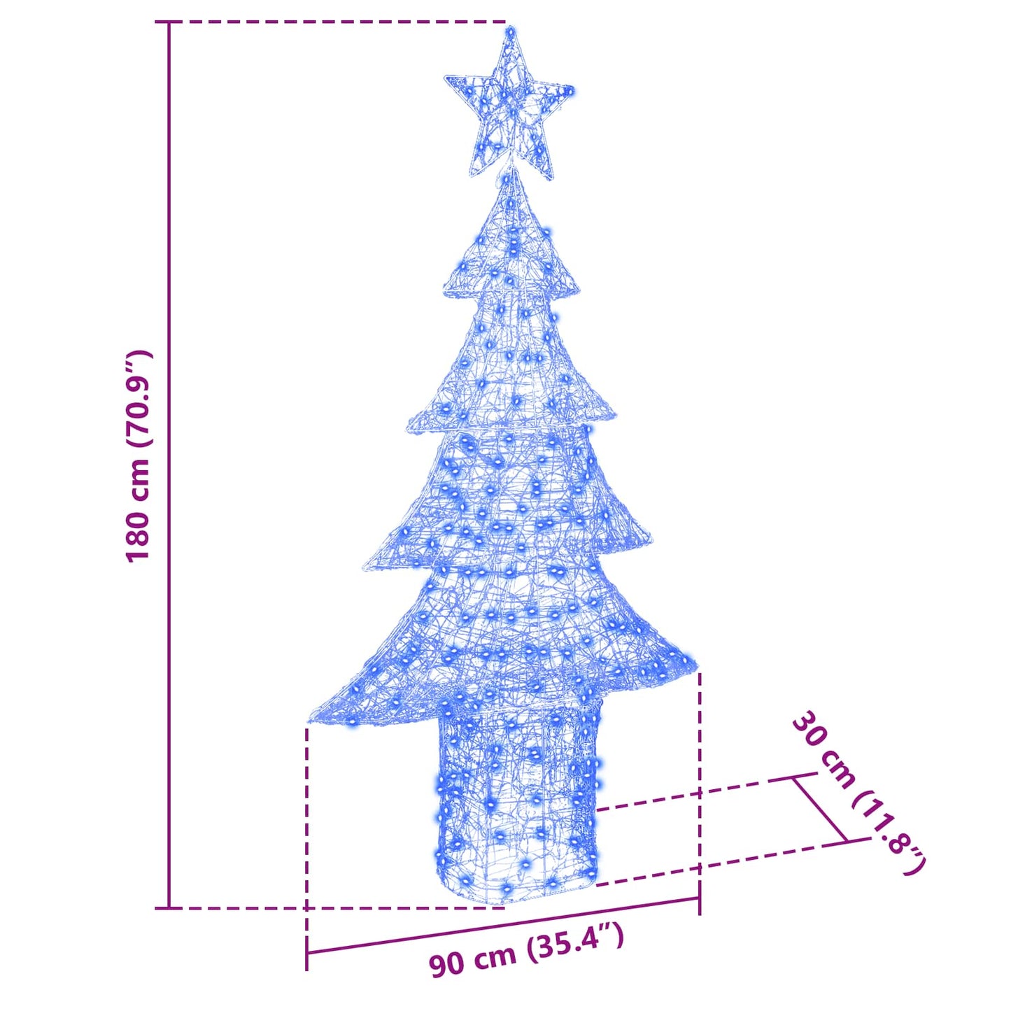 Christmas Tree with 240 LEDs Blue 180 cm Acrylic