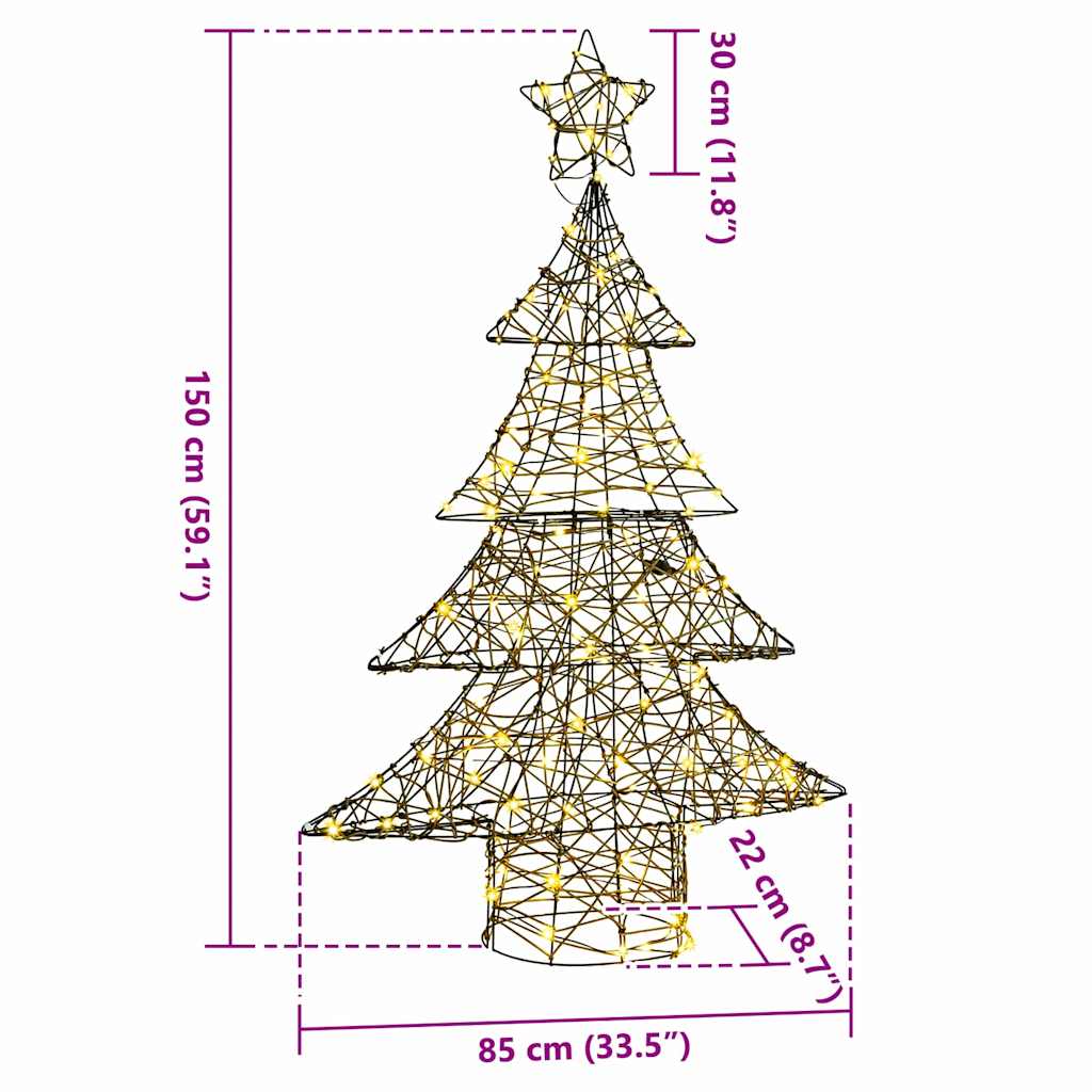 Christmas Tree with 120 LEDs Warm white 150 cm Rattan