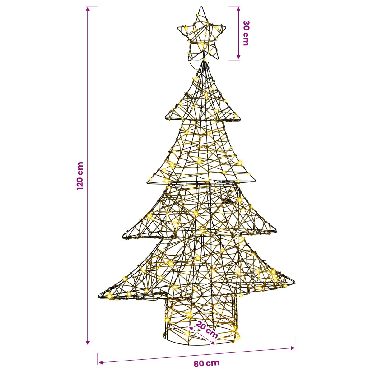 Christmas Tree Warm white 120 cm Rattan 120 LEDs