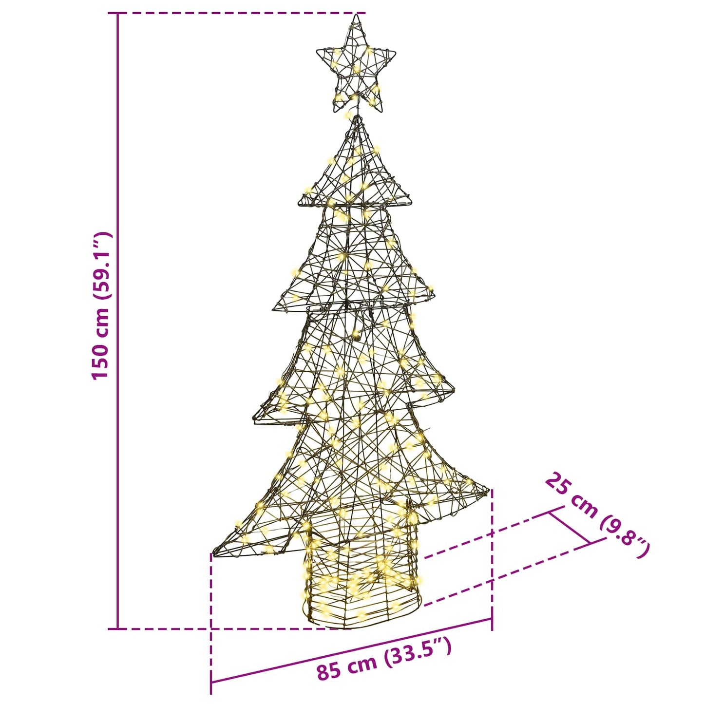 Christmas Tree with 160 LEDs Warm white 150 cm Rattan