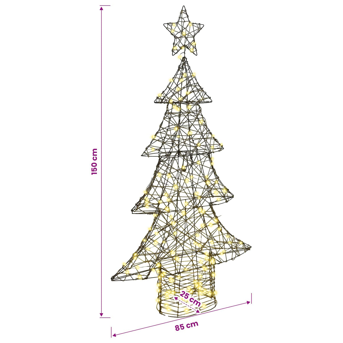 Christmas Tree Warm white 150 cm Rattan 160 LEDs