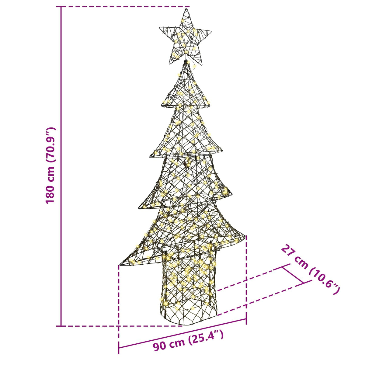Christmas Tree 240 LEDs Warm white 180 cm Rattan