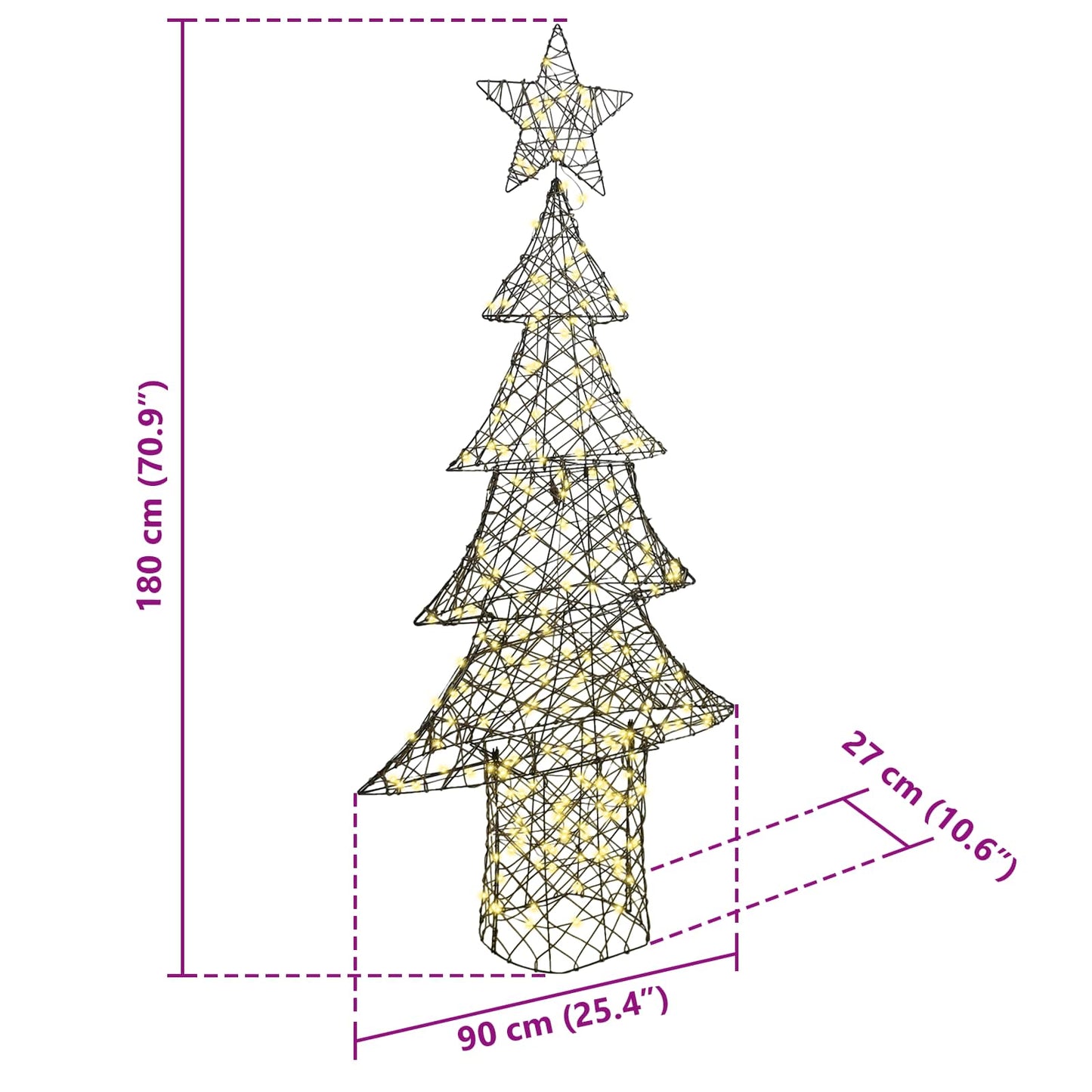 Christmas Tree with 240 LEDs Warm white 180 cm Rattan