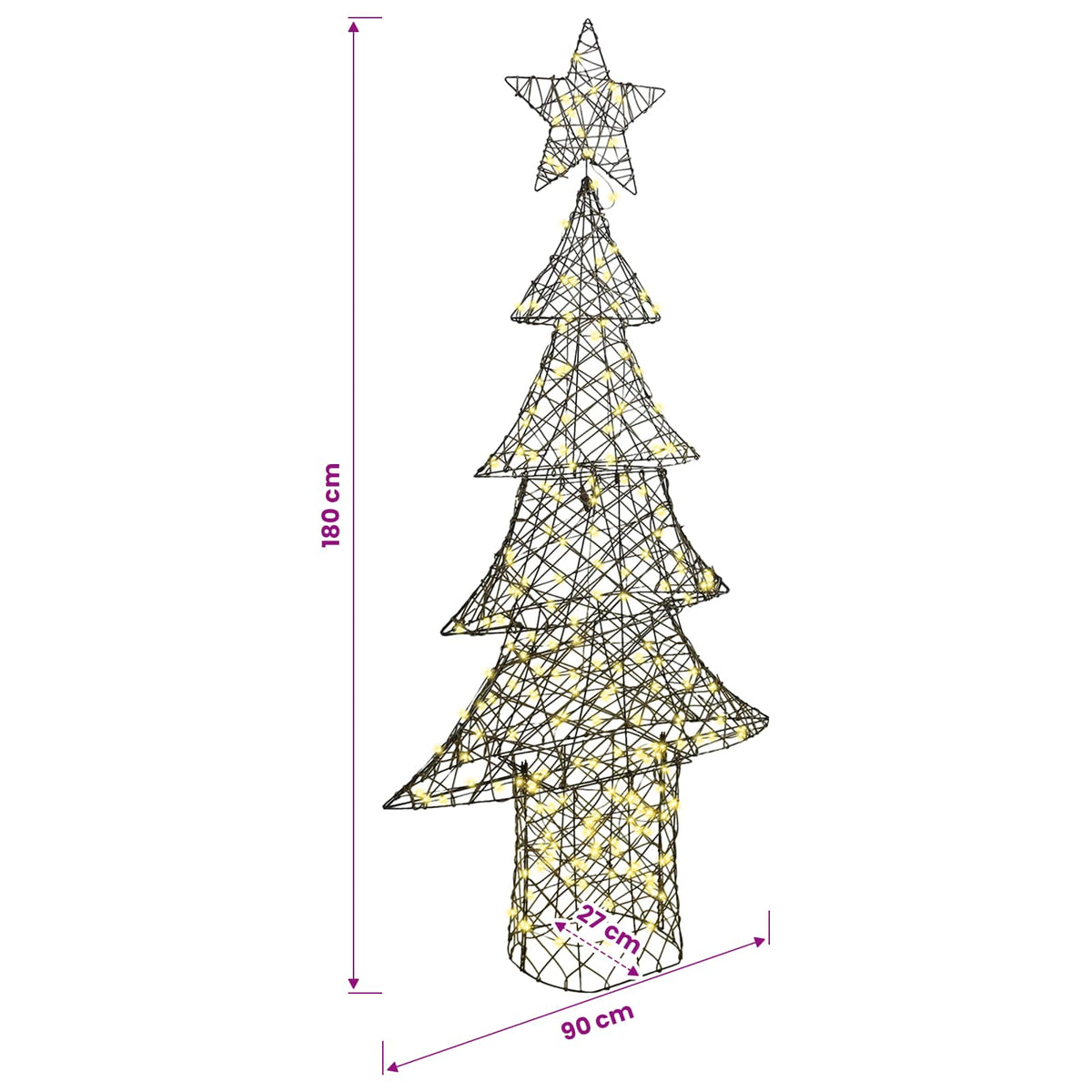 Christmas Tree Warm white 180 cm Rattan 240 LEDs