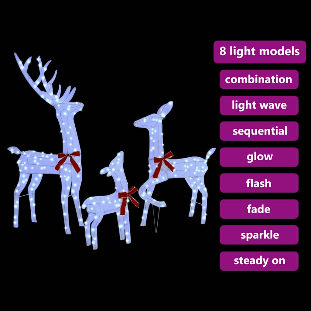 Reindeer Family 3 pcs Cold white 68 x 26 x 127 cm Fabric
