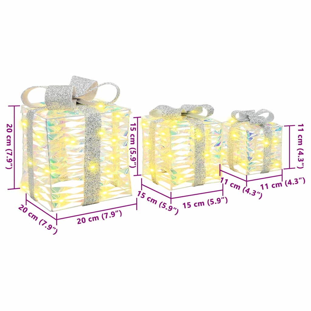 Lighted Christmas Gift Box 3 pcs 150 LEDs Warm White