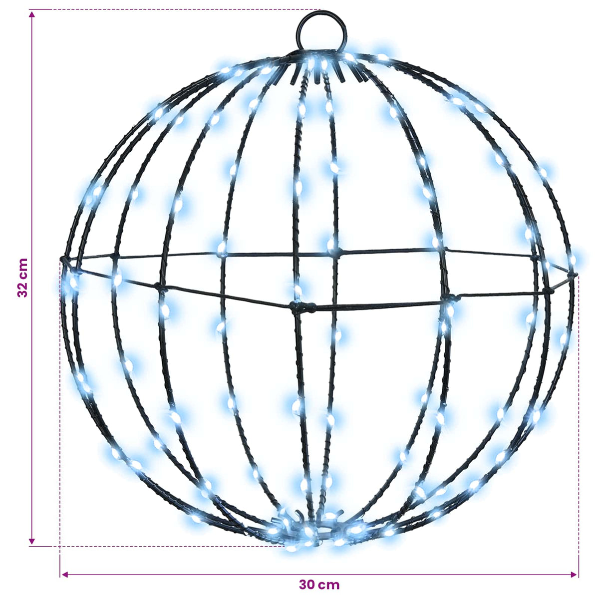 Christmas Finial Light 96 LEDs Cool White Diameter 30 x 32 cm