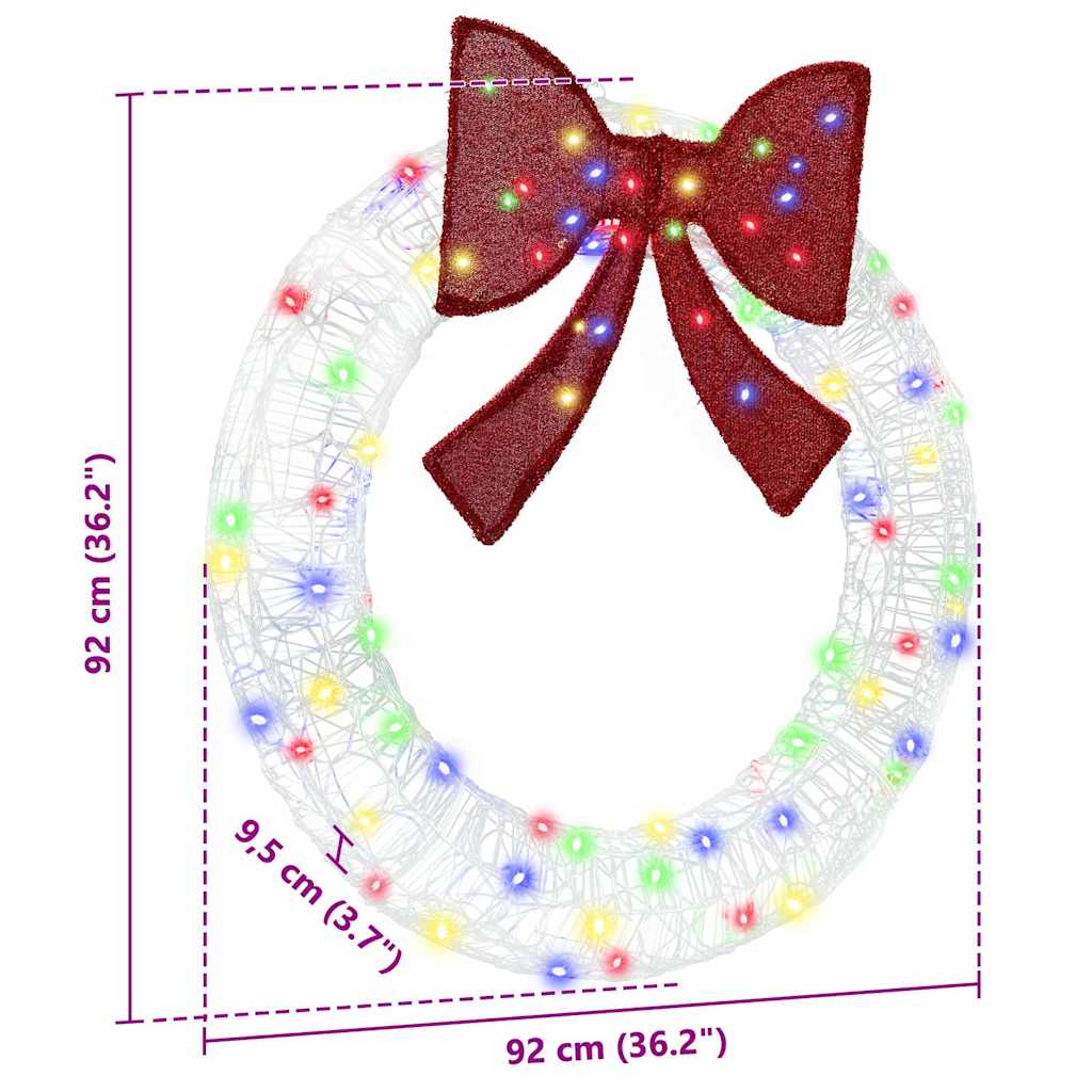 Wreath with 80 LEDs Multicolour 92 x 92 x 9.5 cm Acrylic