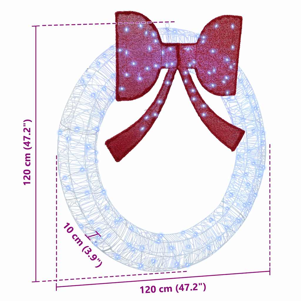 Wreath with 150 LEDs Cold white 120 cm Acrylic