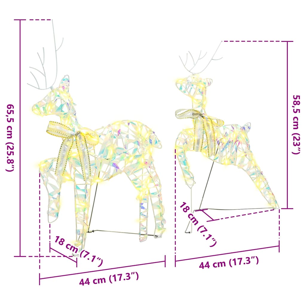 LED Reindeers 2 pcs 40 LEDs Warm White 44 x 18 x 65.5 cm PET
