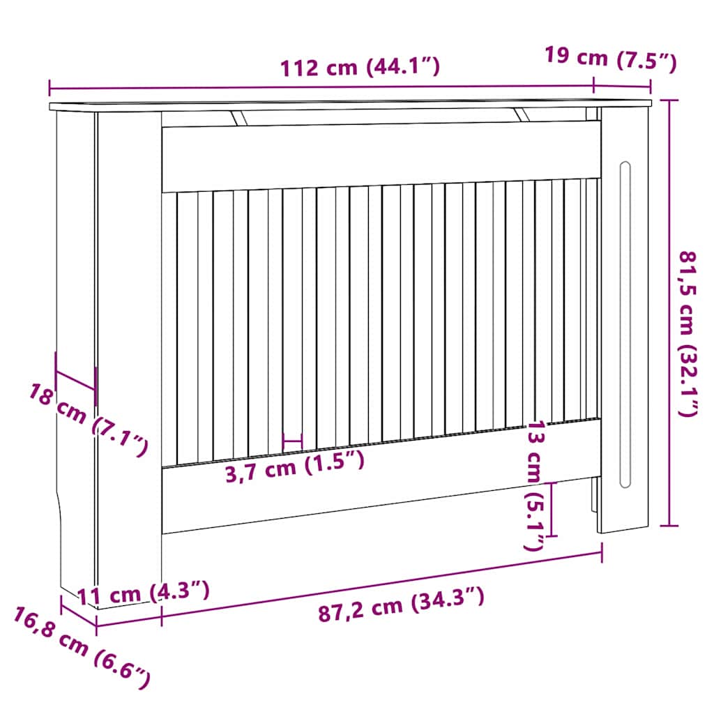 Radiator Cover 2 pcs Sonoma Oak 112 x 19 x 81.5cm